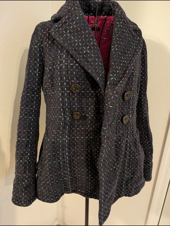 Marc By Marc Jacobs Jackets & Blazers - Marc By Marc Jacobs Blue Tweed Peacoat with Multicolor Stitching Size Medium